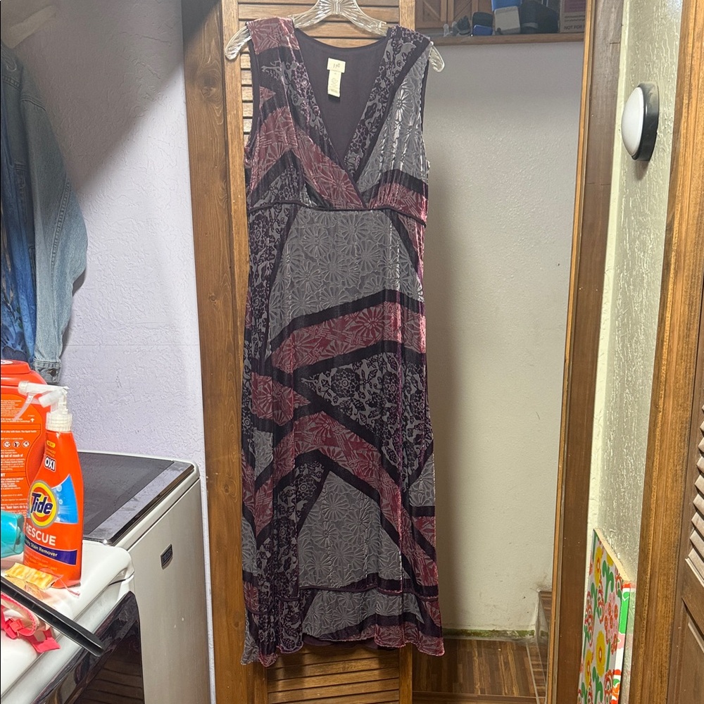 J. Jill Women's Maxi Dress - Black and Purple Pattern